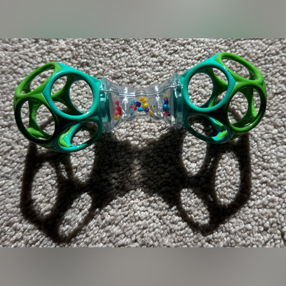Oball Green and Blue Baby Shaker Rattle Toy
